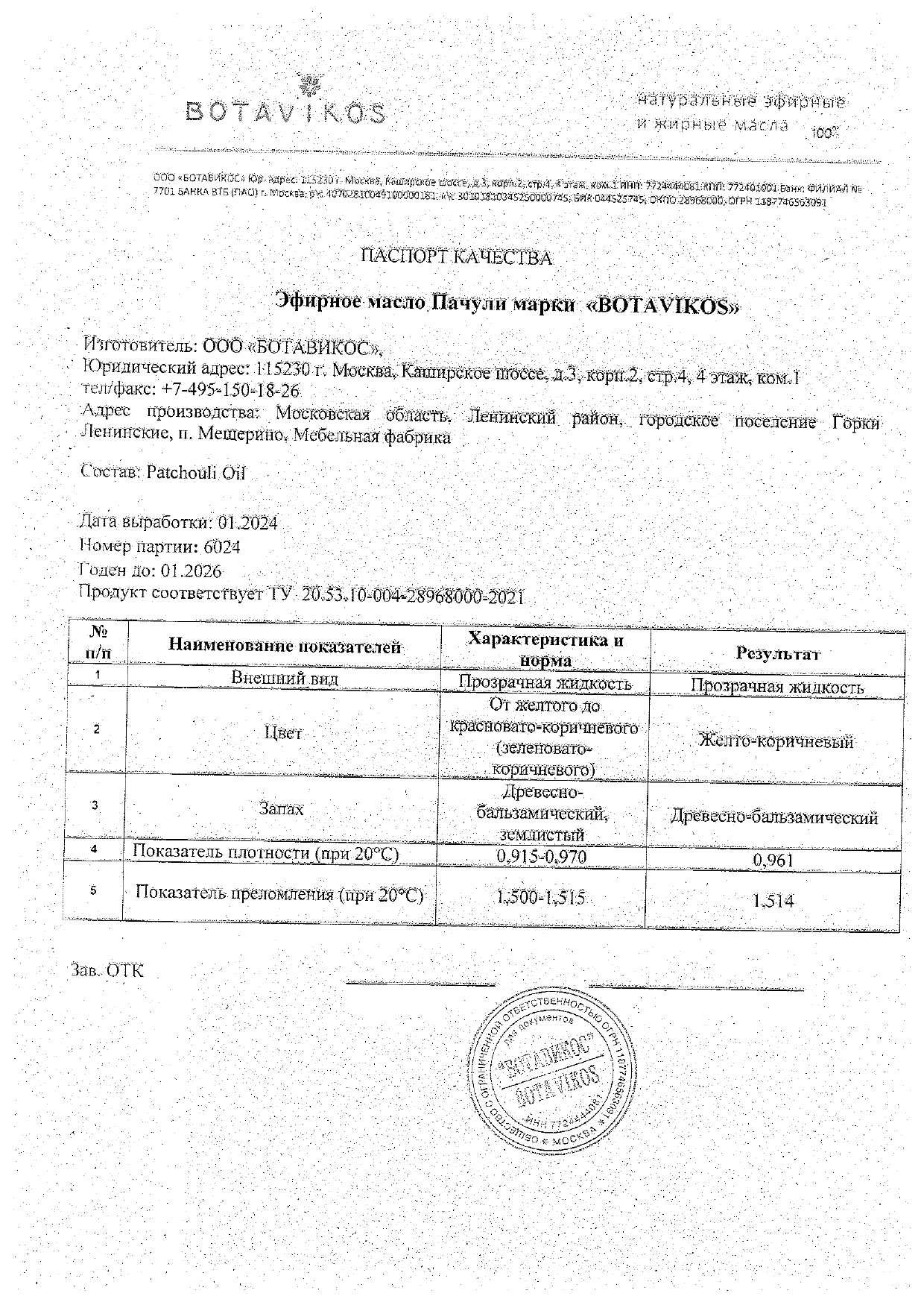 Паспорт №012024